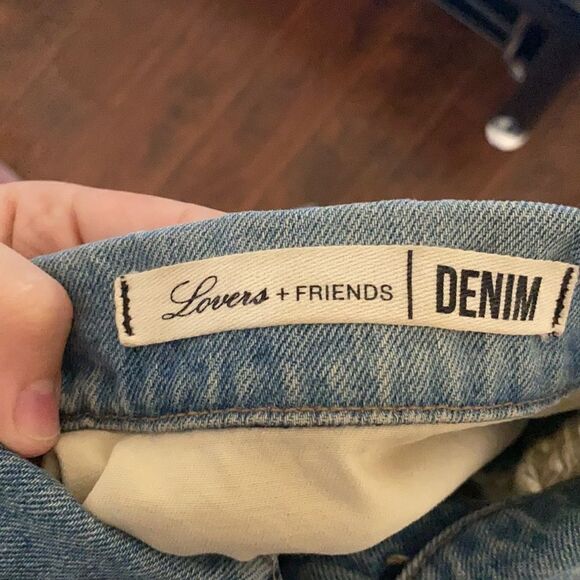 Lovers + Friends Factory Extensive Distressed Ripped Blue Denim Jacket Modern - Picture 13 of 16